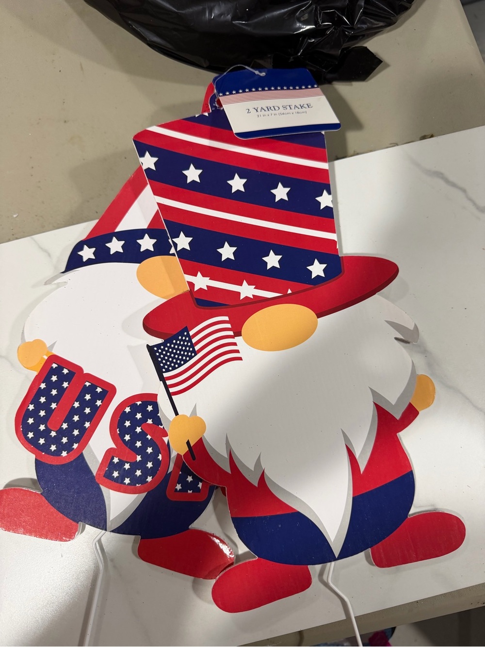 Patriotic Gnome Yard Stake - Red White Blue
